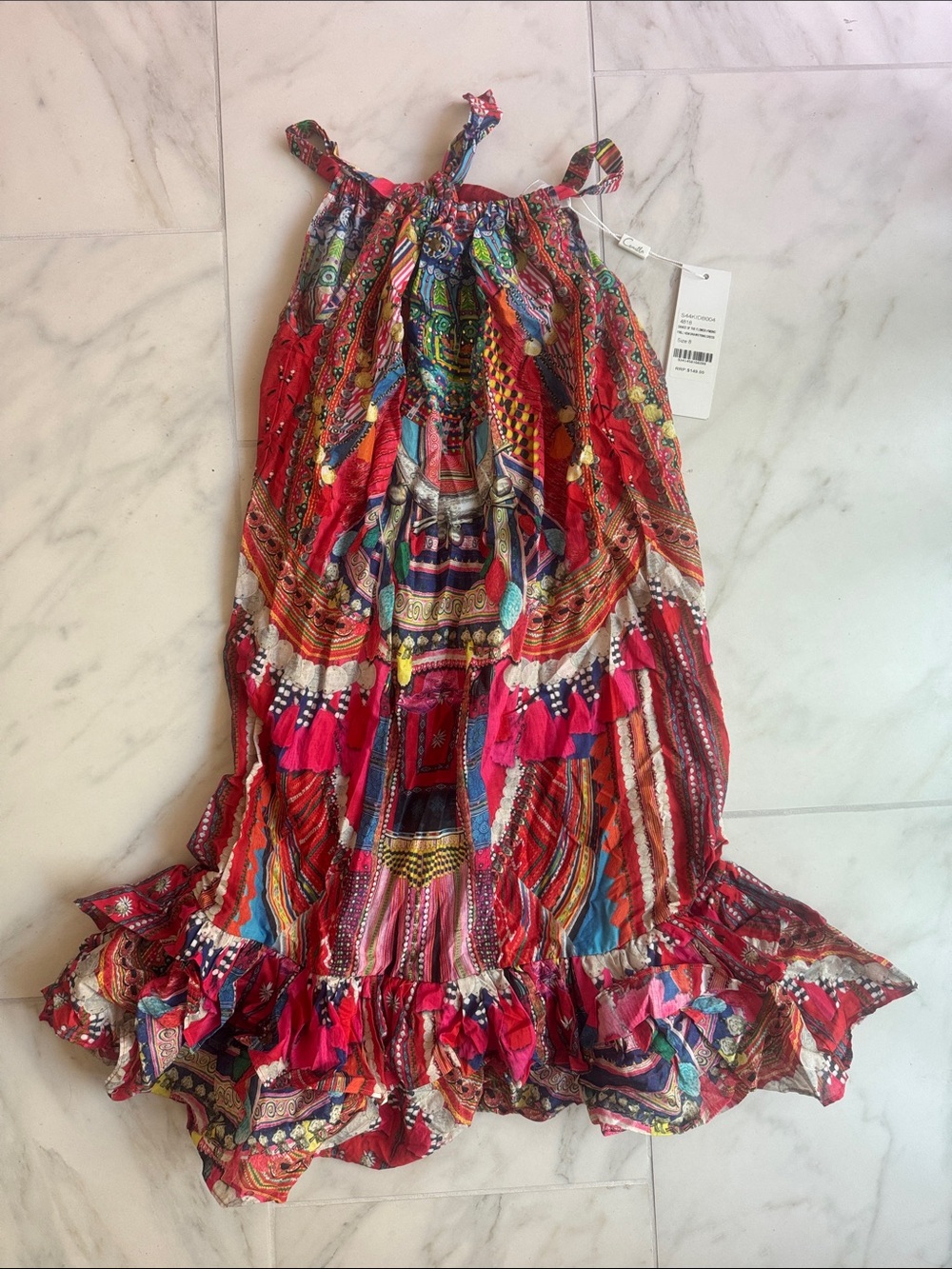 Camilla multicolored "Dance of the Flower H'Mong" tribal print dress
